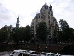 The Astoria building and the Westerkerk church at the Keizersgracht street