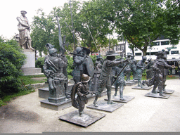 `Nightwatch 3D` statues and a statue of Rembrandt van Rijn at the Rembrandplein square