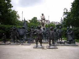 `Nightwatch 3D` statues and a statue of Rembrandt van Rijn at the Rembrandplein square