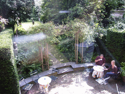 Terrace and garden of a building at the Herengracht street, viewed from above