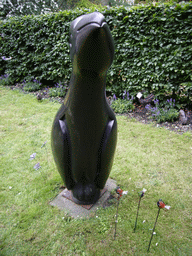 Penguin statue at the garden of a building at the Herengracht street