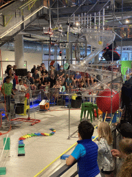 Balls moving around during the Chain Reaction demonstration at the NEMO Science Museum, viewed from the First Floor