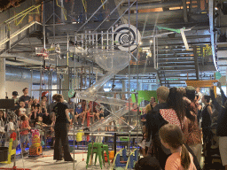 Wheel spinning during the Chain Reaction demonstration at the NEMO Science Museum, viewed from the First Floor