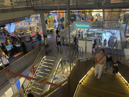 Miaomiao on the staircase from the Second Floor to the Third Floor of the NEMO Science Museum, viewed from the Third Floor