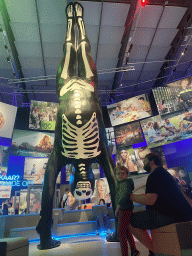 Statue `A Handstand` by Florentijn Hofman at the Humania Exhibition at the Fourth Floor of the NEMO Science Museum