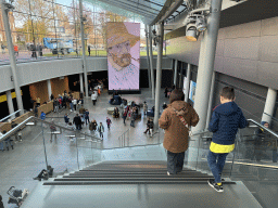 Miaomiao and Max at the staircase of the entrance building of the Van Gogh Museum