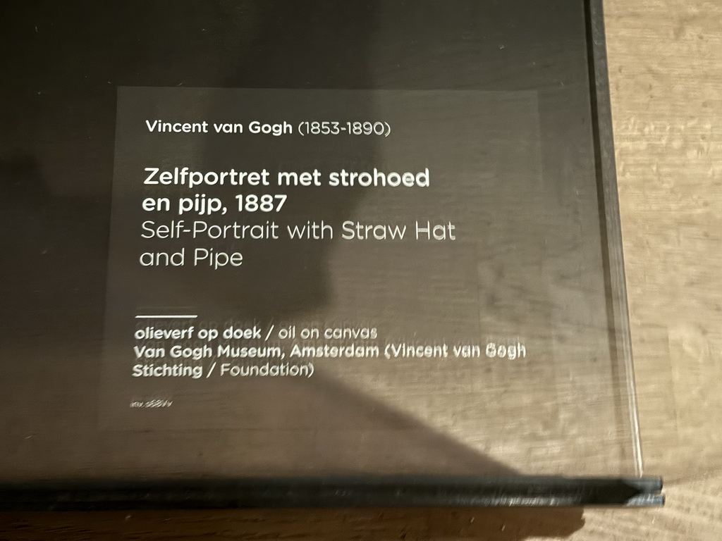 Explanation on the painting `Self-Portrait with Straw Hat and Pipe` by Vincent van Gogh at the first floor of the Van Gogh Museum