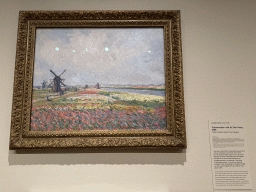 Painting `Tulip Fields near The Hague` by Claude Monet at the second floor of the Van Gogh Museum, with explanation