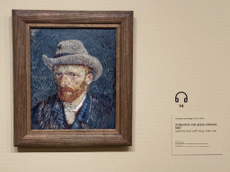 Painting `Self-Portrait with Grey Felt Hat` by Vincent van Gogh at the second floor of the Van Gogh Museum, with explanation