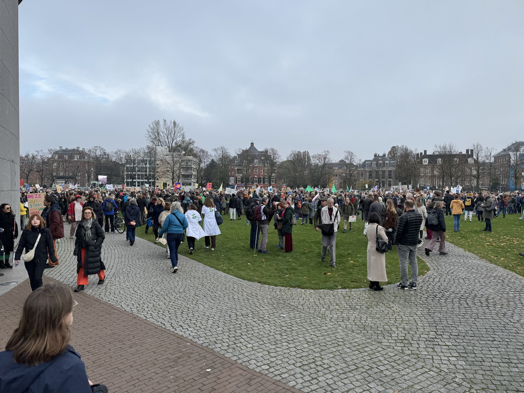 People at the `Mars voor Klimaat en Rechtvaardigheid` demonstration at the Museumplein square