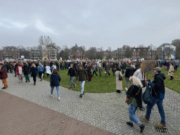 People at the `Mars voor Klimaat en Rechtvaardigheid` demonstration at the Museumplein square