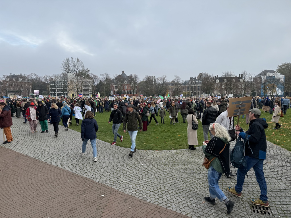 People at the `Mars voor Klimaat en Rechtvaardigheid` demonstration at the Museumplein square