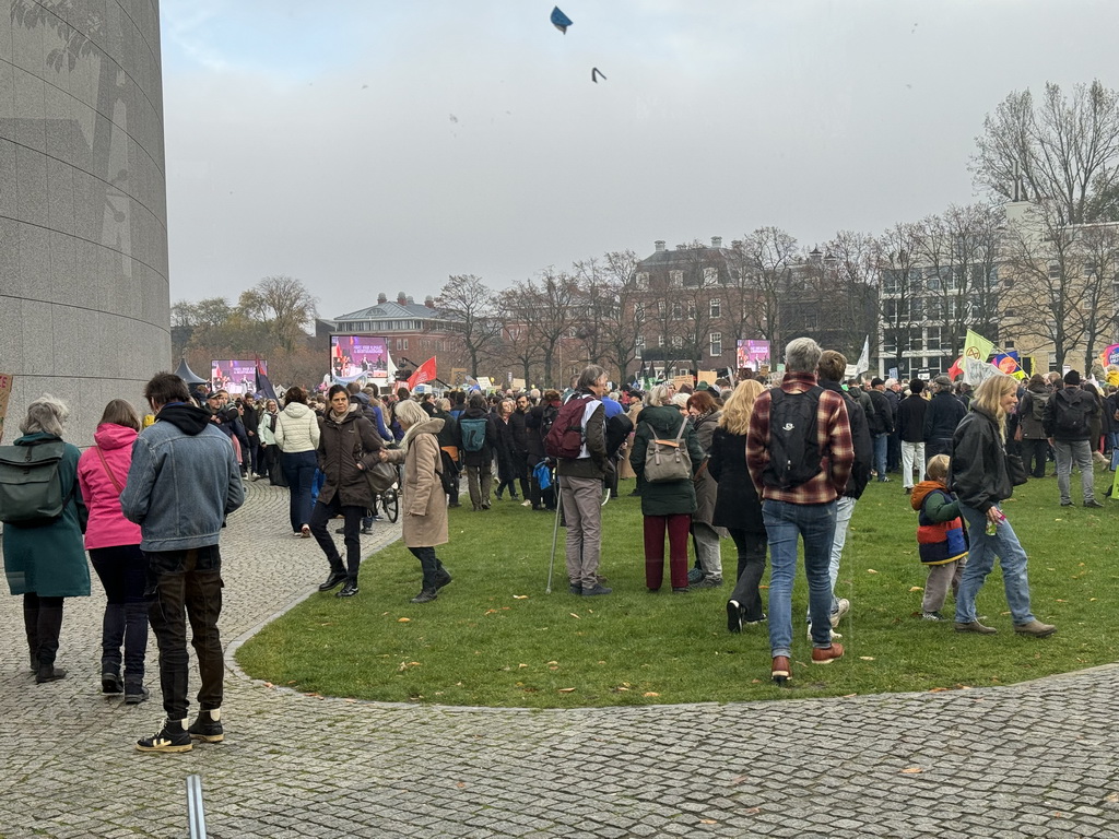 People at the `Mars voor Klimaat en Rechtvaardigheid` demonstration at the Museumplein square