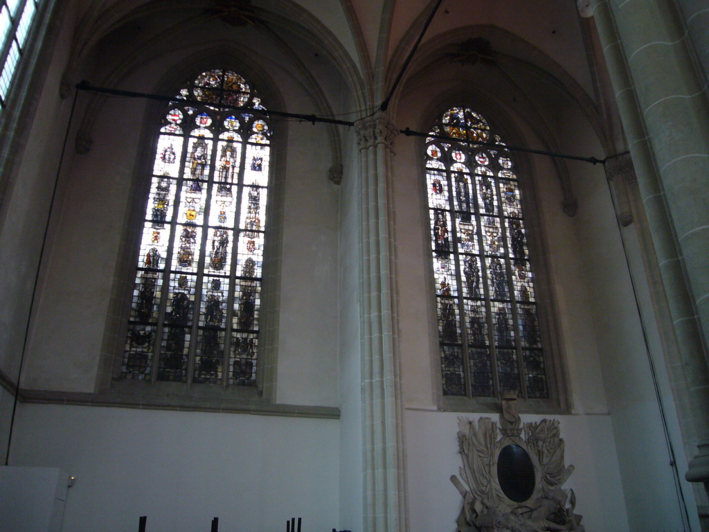 Stained glass windows in the Nieuwe Kerk church