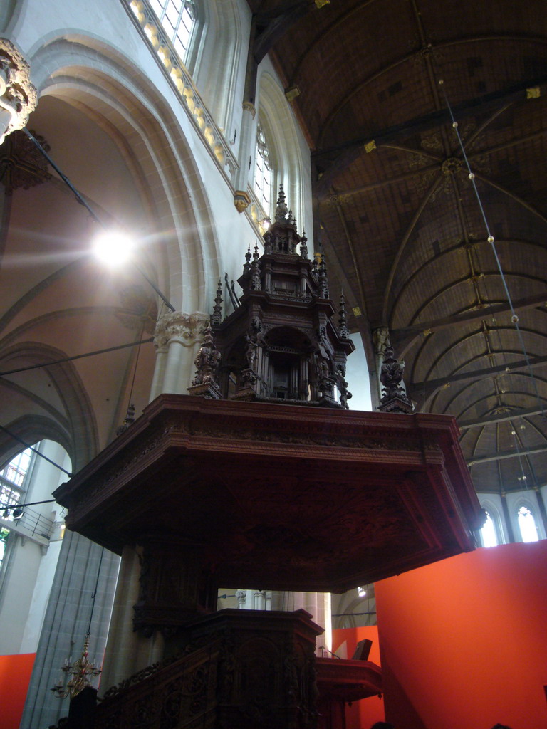 The pulpit of the Nieuwe Kerk church