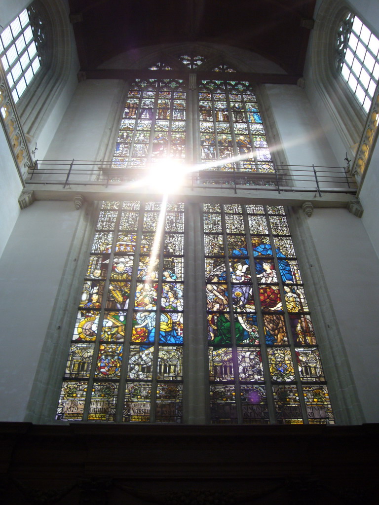 Stained glass windows in the Nieuwe Kerk church