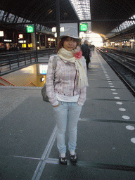 Miaomiao at the Central Station of Amsterdam