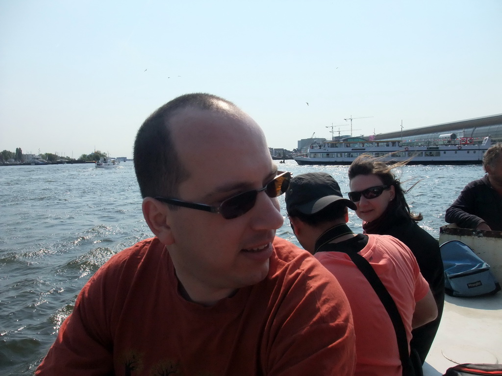 Paul, Anand and Susann on the tour boat at the IJ river