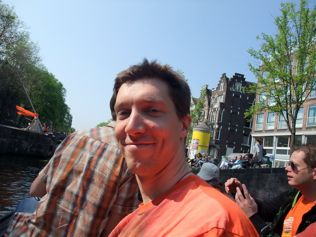 Tim, Rick and Bas on the tour boat at the Korte Prinsengracht canal