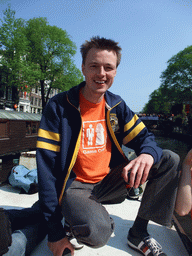 David on the tour boat at the Prinsengracht canal
