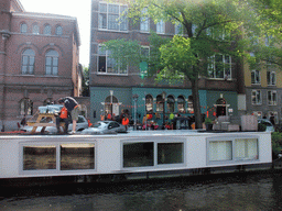 Houses and boat at the Prinsengracht canal