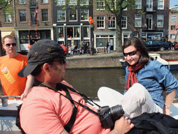 Bas, Anand and Susann on the tour boat at the Prinsengracht canal
