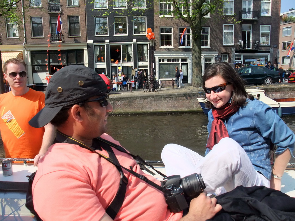 Bas, Anand and Susann on the tour boat at the Prinsengracht canal