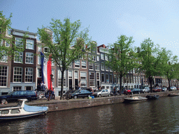 Houses and boats at the Prinsengracht canal