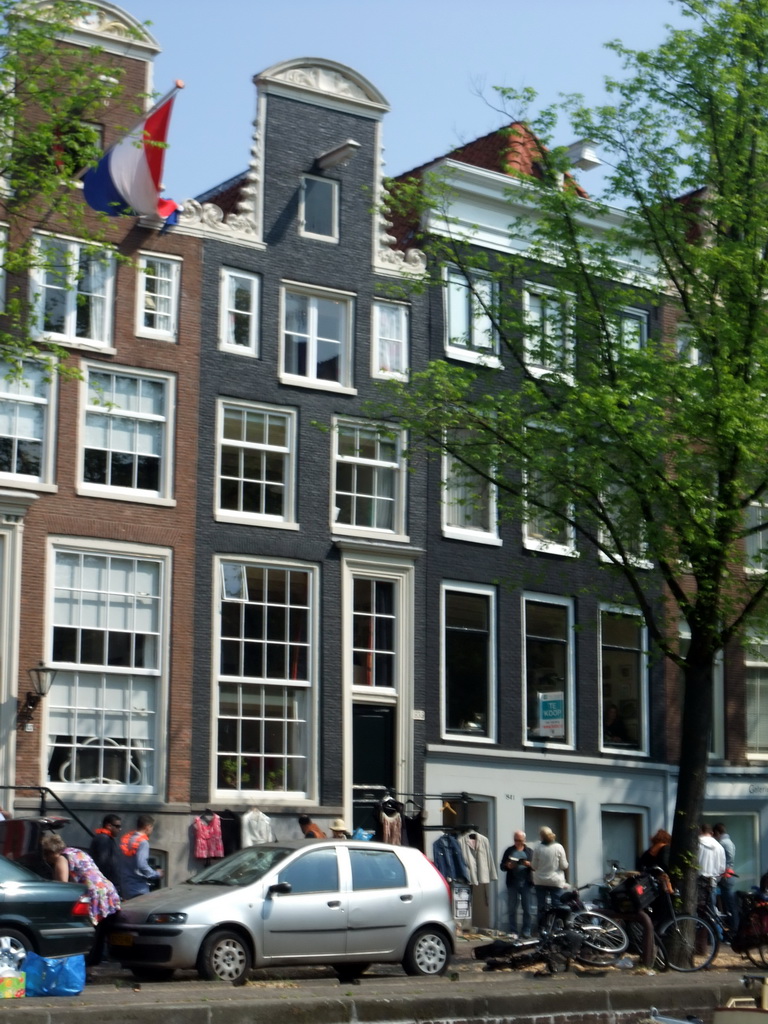 Houses at the Prinsengracht canal, with actress Nelly Frijda