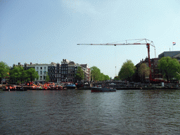 The Amstel river, with the bridge at the crossing of the Nieuwe prinsengracht canal