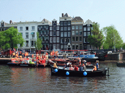 Houses and boats at the Amstel river