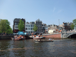 The Amstel river with the Blauwbrug bridge