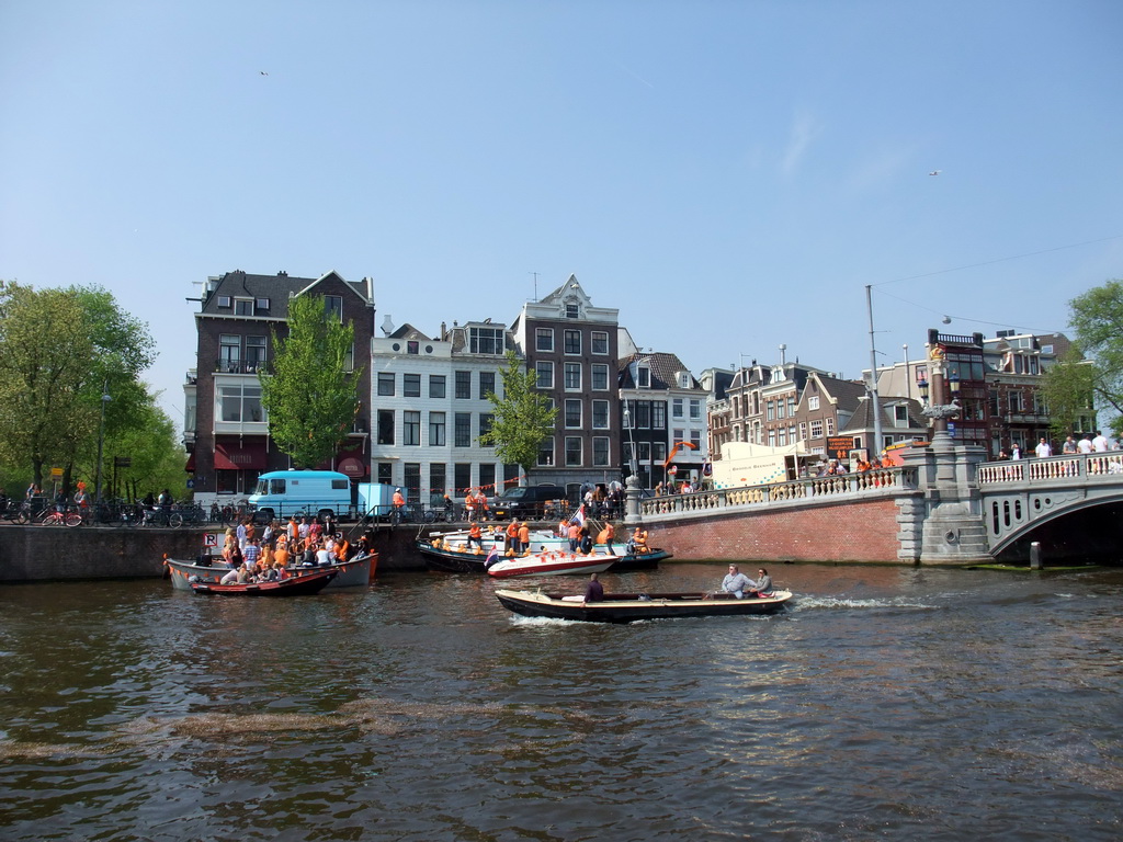 The Amstel river with the Blauwbrug bridge