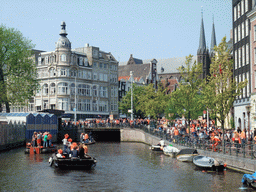 The Singel canal with the Koningsplein square and the Krijtberg church