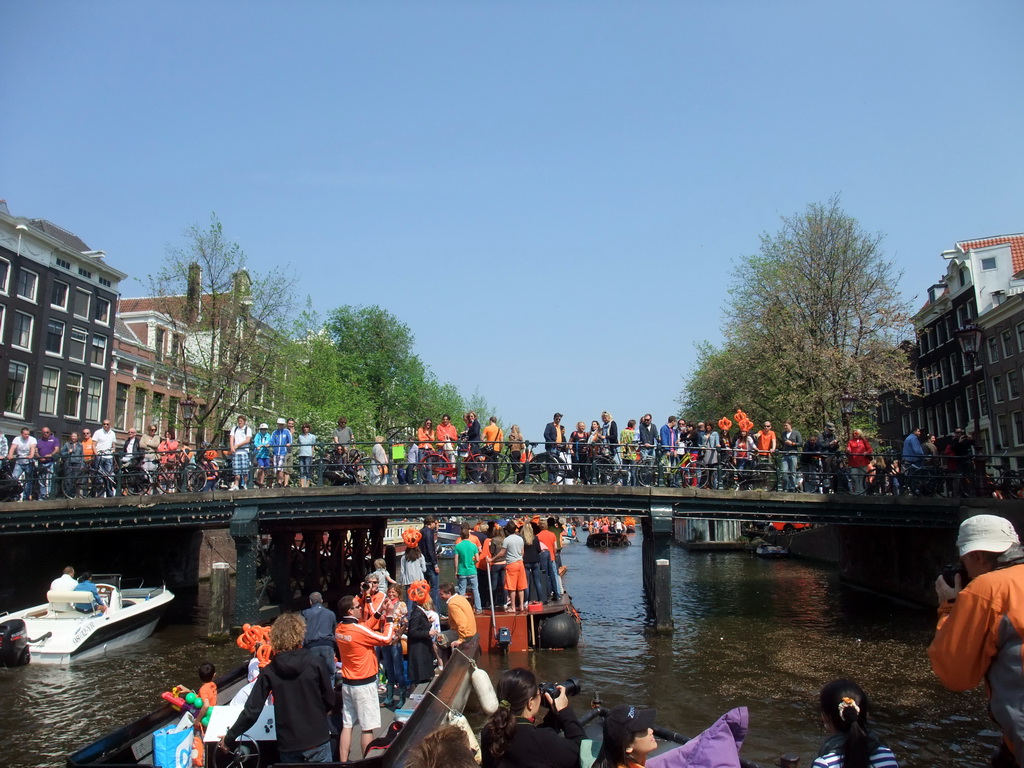 The Singel canal with the bridge at the crossing of the Korte Korsjespoortsteeg street