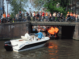 The Singel canal with the bridge at the crossing of the Brouwersgracht canal