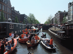 The Korte Prinsengracht canal, with the Eenhoornsluis sluice and the tower of the Westerkerk church