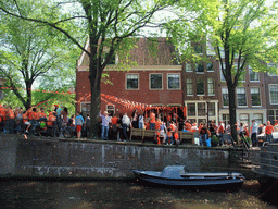 Houses and boat at the Prinsengracht canal