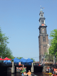 The Prinsengracht canal, with the bridge at the crossing of the Westermarkt square, and the Westerkerk church