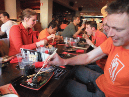 Jola, Irene, Robert, Paul and David in the Shabu Shabu restaurant at the Ferdinand Bolstraat street