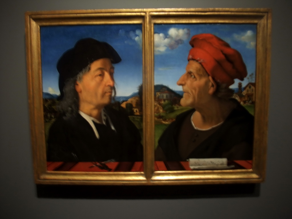 Painting `Giuliano and Francesco Giamberti da Sangallo`, by Piero di Cosimo, on the ground floor of the Rijksmuseum