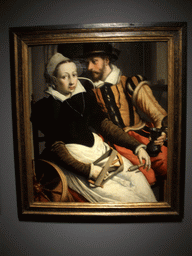 Painting `Man en vrouw bij een spinnewiel`, by Pieter Pietersz., on the ground floor of the Rijksmuseum