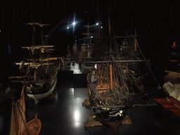 Ship models in the Ship Models room on the ground floor of the Rijksmuseum