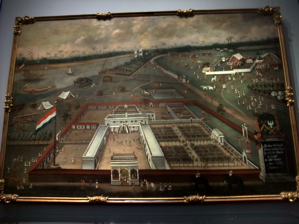 Painting `De handelsloge van de VOC in Hougly in Bengalen`, by Hendrik van Schuylenburgh, on the second floor of the Rijksmuseum