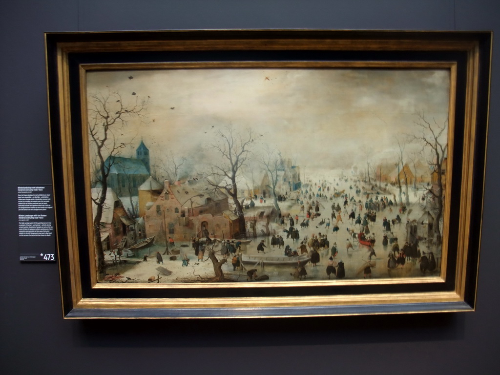 Painting `Winterlandschap met schaatsers`, by Hendrick Avercamp, on the second floor of the Rijksmuseum