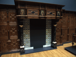 Decorated wooden wall, on the second floor of the Rijksmuseum