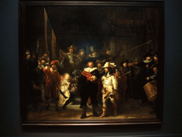 Painting `The Night Watch` or `The Shooting Company of Frans Banning Cocq`, by Rembrandt van Rijn, in the Gallery of Honour of the Rijksmuseum