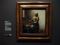 Painting `The Milkmaid`, by Johannes Vermeer, in the Gallery of Honour of the Rijksmuseum