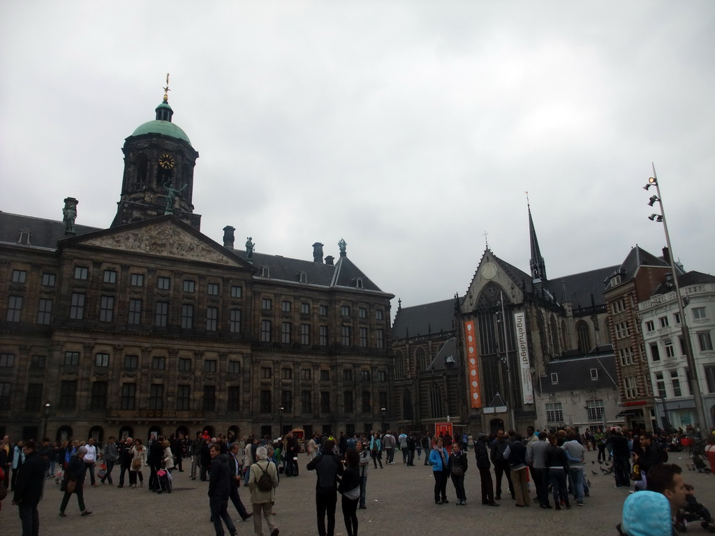 The Dam Square with the Royal Palace Amsterdam and the Nieuwe Kerk church