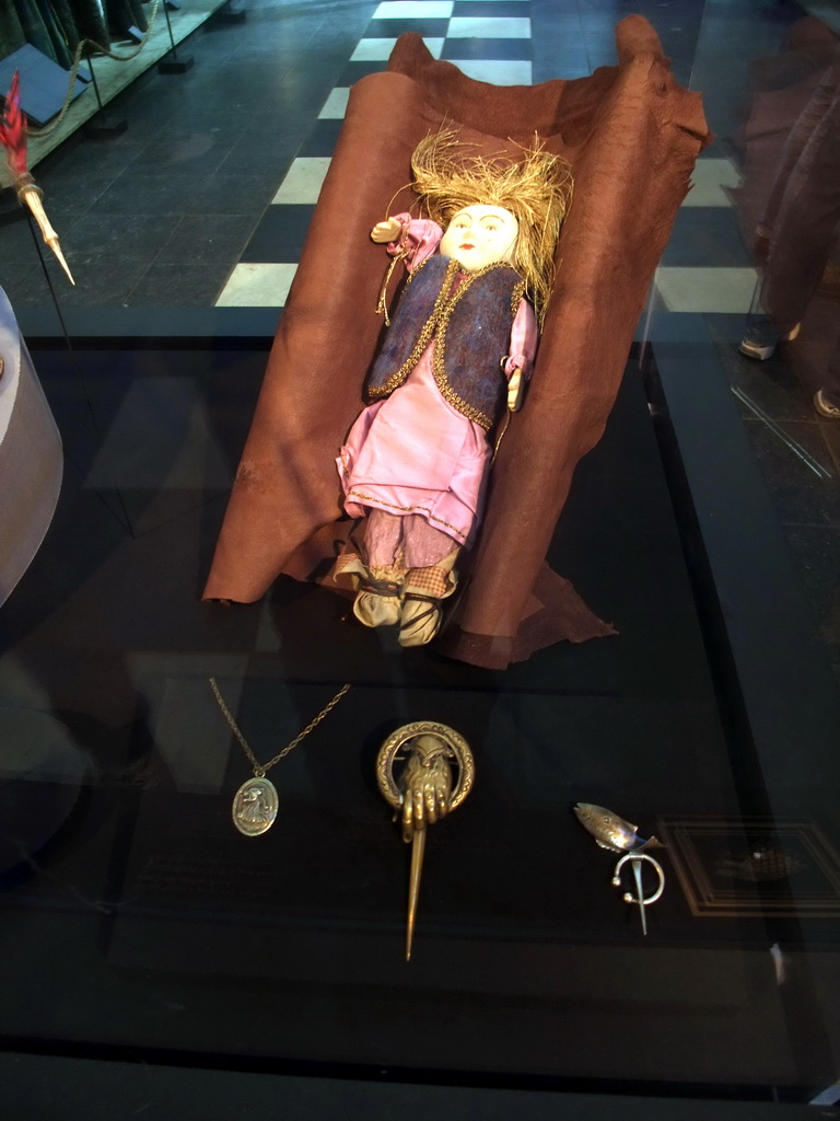 Doll and pins at `Game of Thrones: the Exhibition` at the Posthoornkerk church